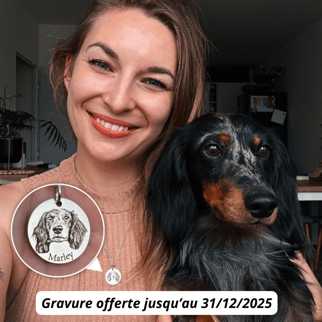 Le collier gravé à partir de la photo de votre animal